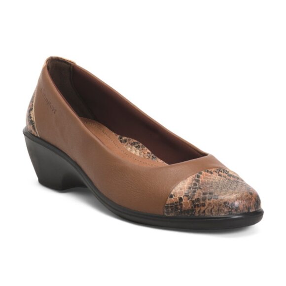 NEW CAMPORT Made In Portugal Leather Comfort Stretch Shoes With Reptile Inserts - Picture 1 of 6